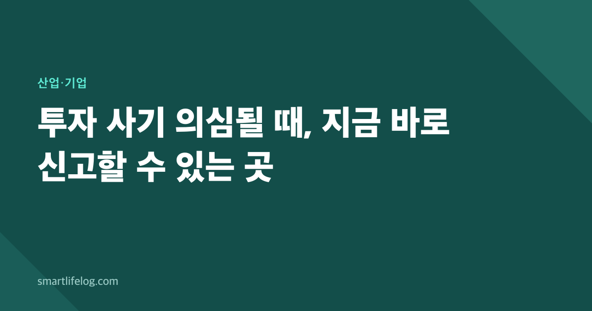투자 사기 의심될 때, 지금 바로 신고할 수 있는 곳